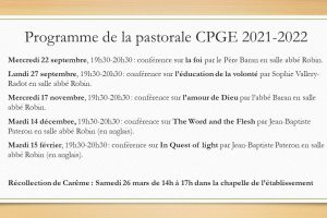 Pastorale CPGE 2020 – 2021
